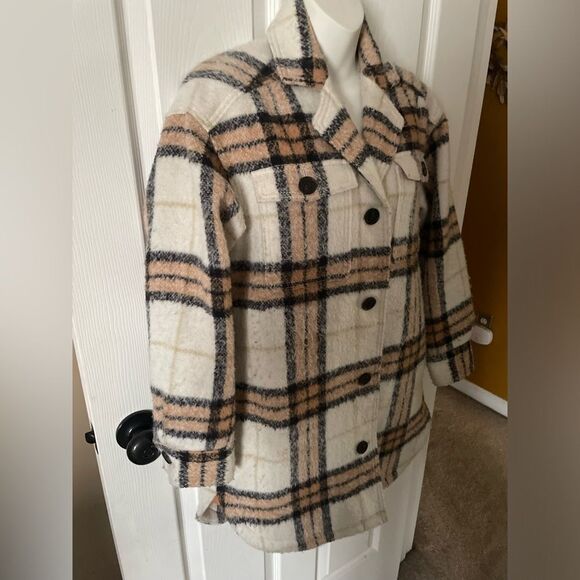 Old Navy Women’s Utility Plaid wool blend Jacket / Shacket Lined Size XS - Picture 3 of 7